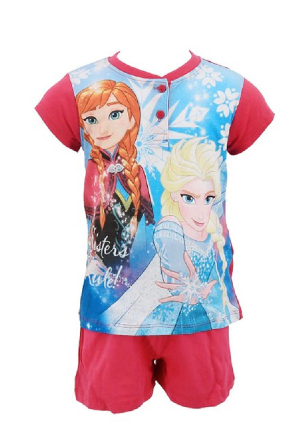 Disney Frozen - Die Eiskönigin Shorty kurzer Sommer-Schlafanzug Pyjama Fushia Elsa Anna