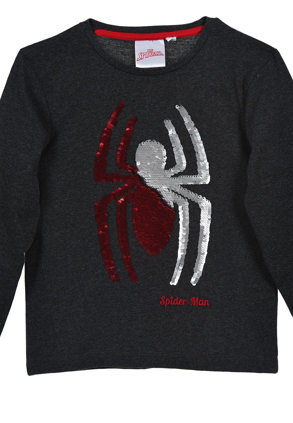Spider-Man Kinder Jungen Langarm-shirt Longsleeve mit Wende-Pailletten Logo