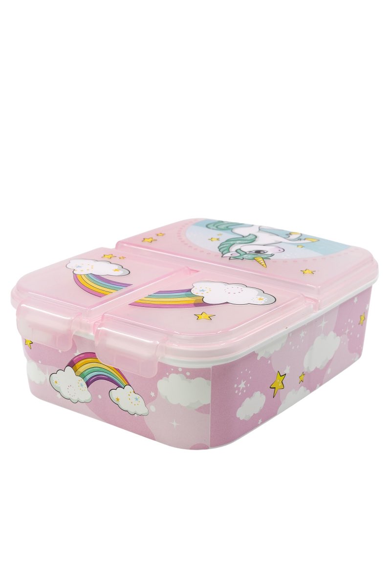 Einhorn Unicorn Kinder Premium Brotdose Lunchbox Frühstücks-Box Vesper-Dose mit 3 Fächern