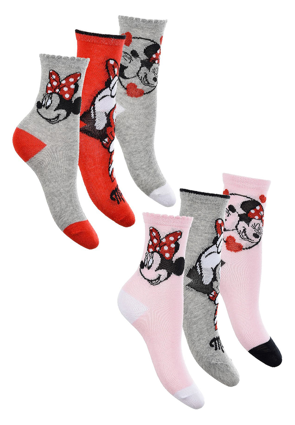Minnie Mouse Kinder Mädchen Socken 6 Paar Strümpfe Paket Set