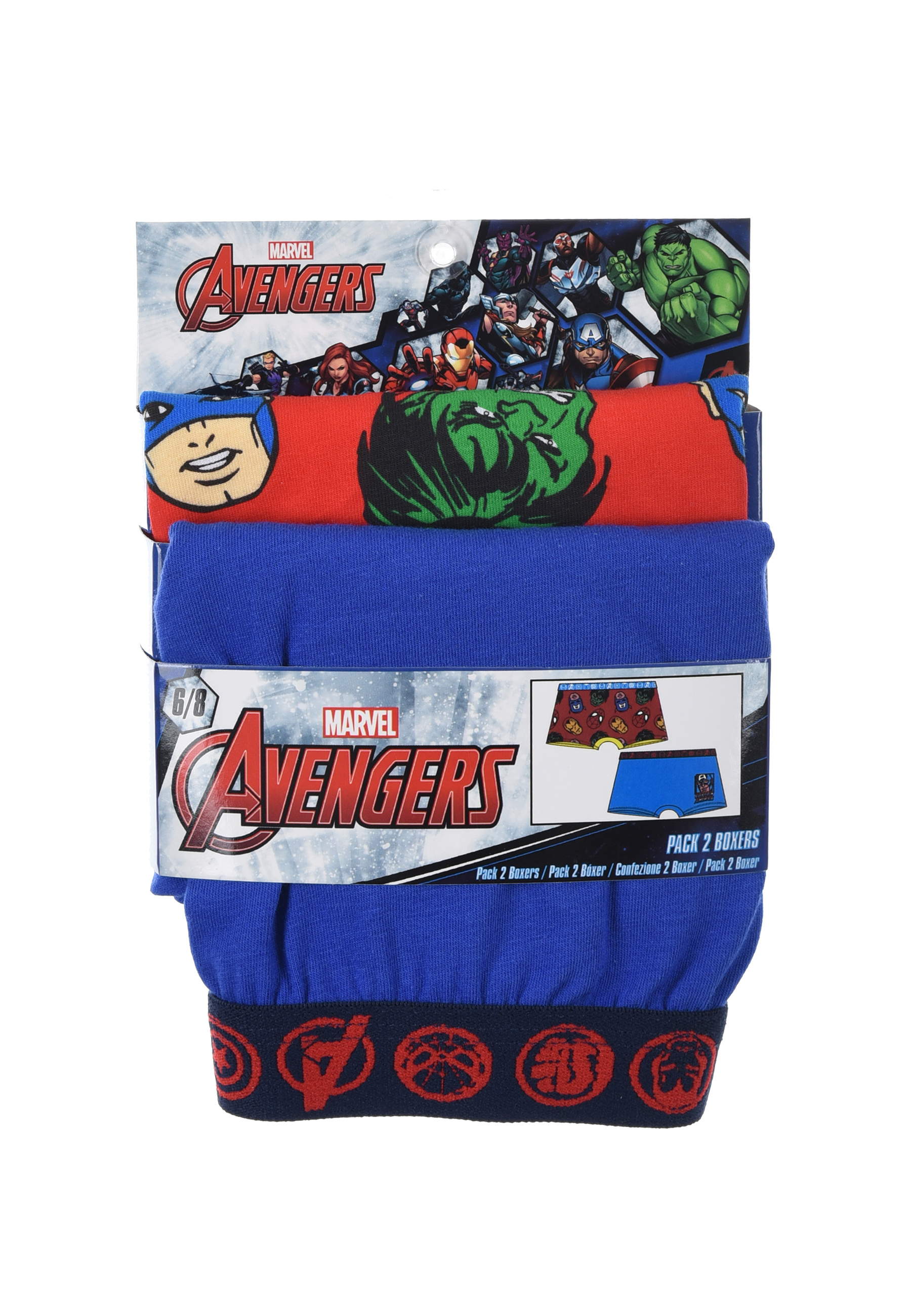 Avengers Jungen Boxershort Unterwäsche Unterhose 2er Set Rot + Blau