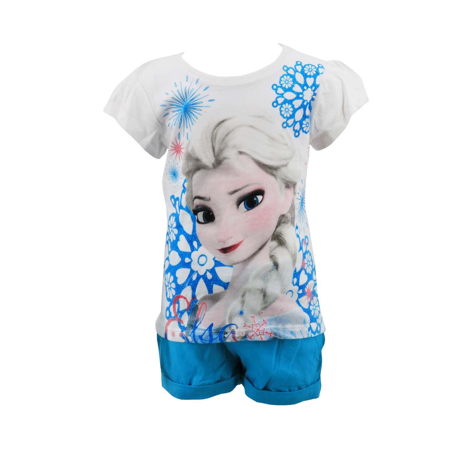 Disney Frozen - Die Eiskönigin Schlafanzug Pyjama Kurz für Kinder Elsa und Anna