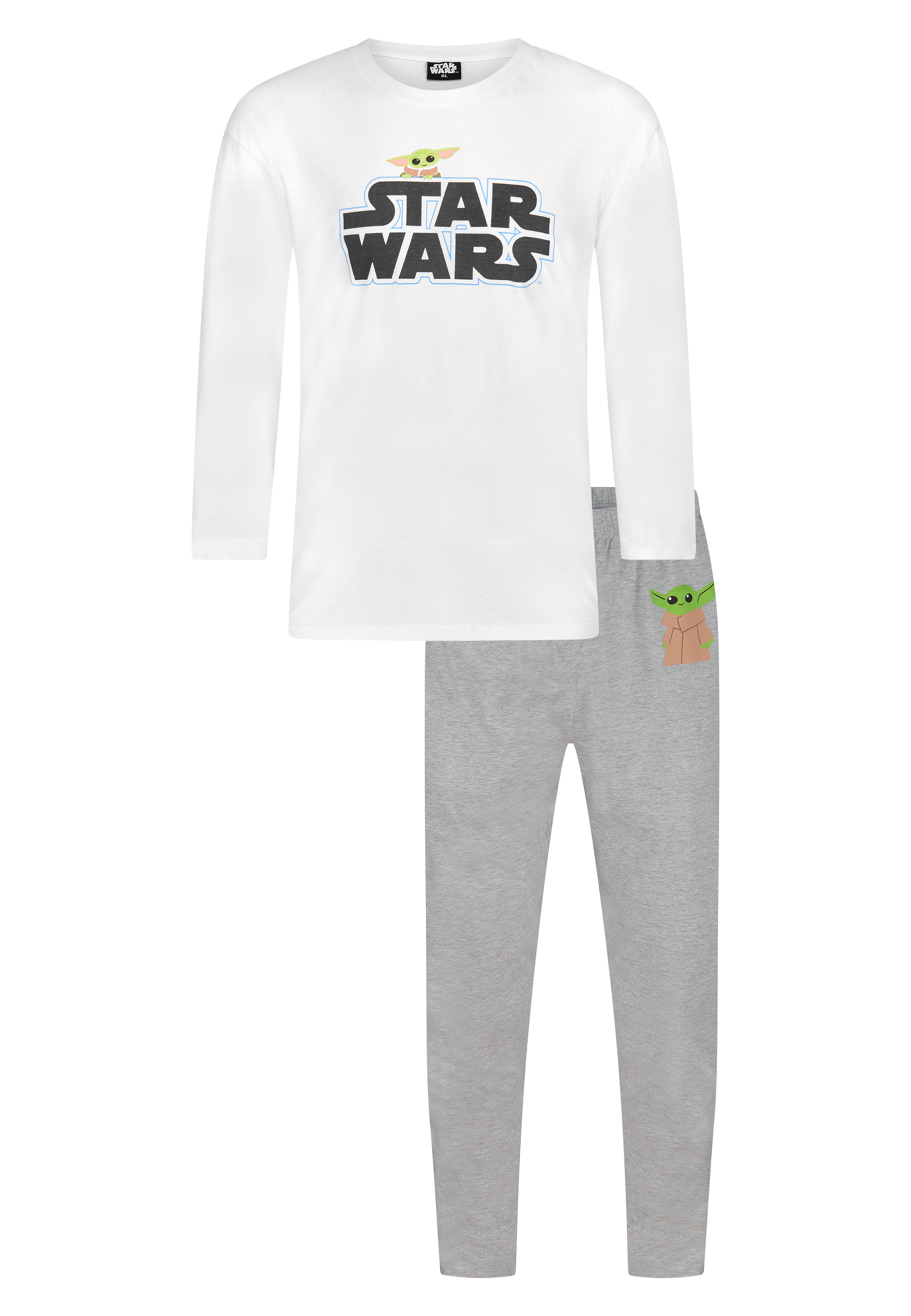 Star Wars Yoda Herren Schlafanzug Lang Pyjama-Set Langarm-Shirt mit Schlafhose