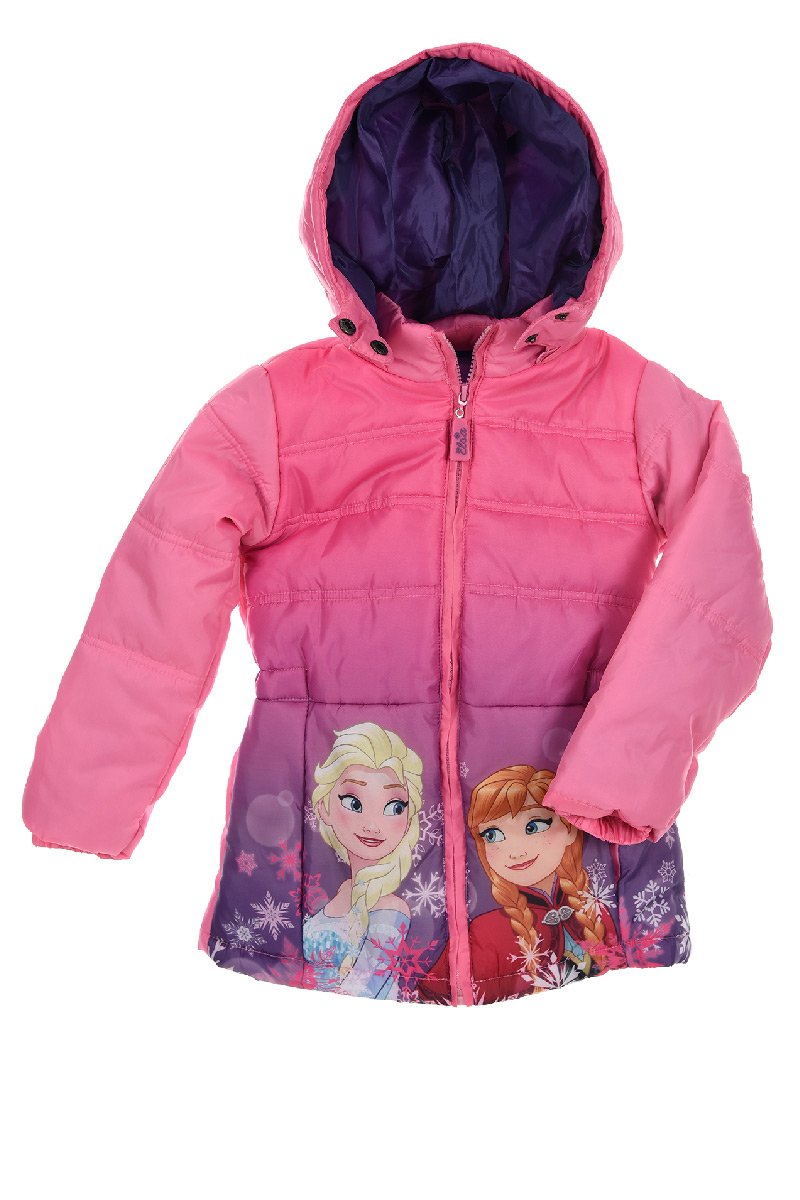 Disney Frozen - Die Eiskönigin Anna & Elsa Winterjacke Mantel mit Kapuze Rosa