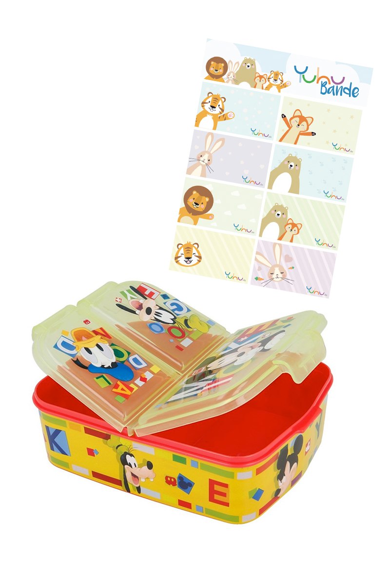 Mickey Mouse Kinder Premium Brotdose Lunchbox Frühstücks-Box Vesper-Dose mit 3 Fächern