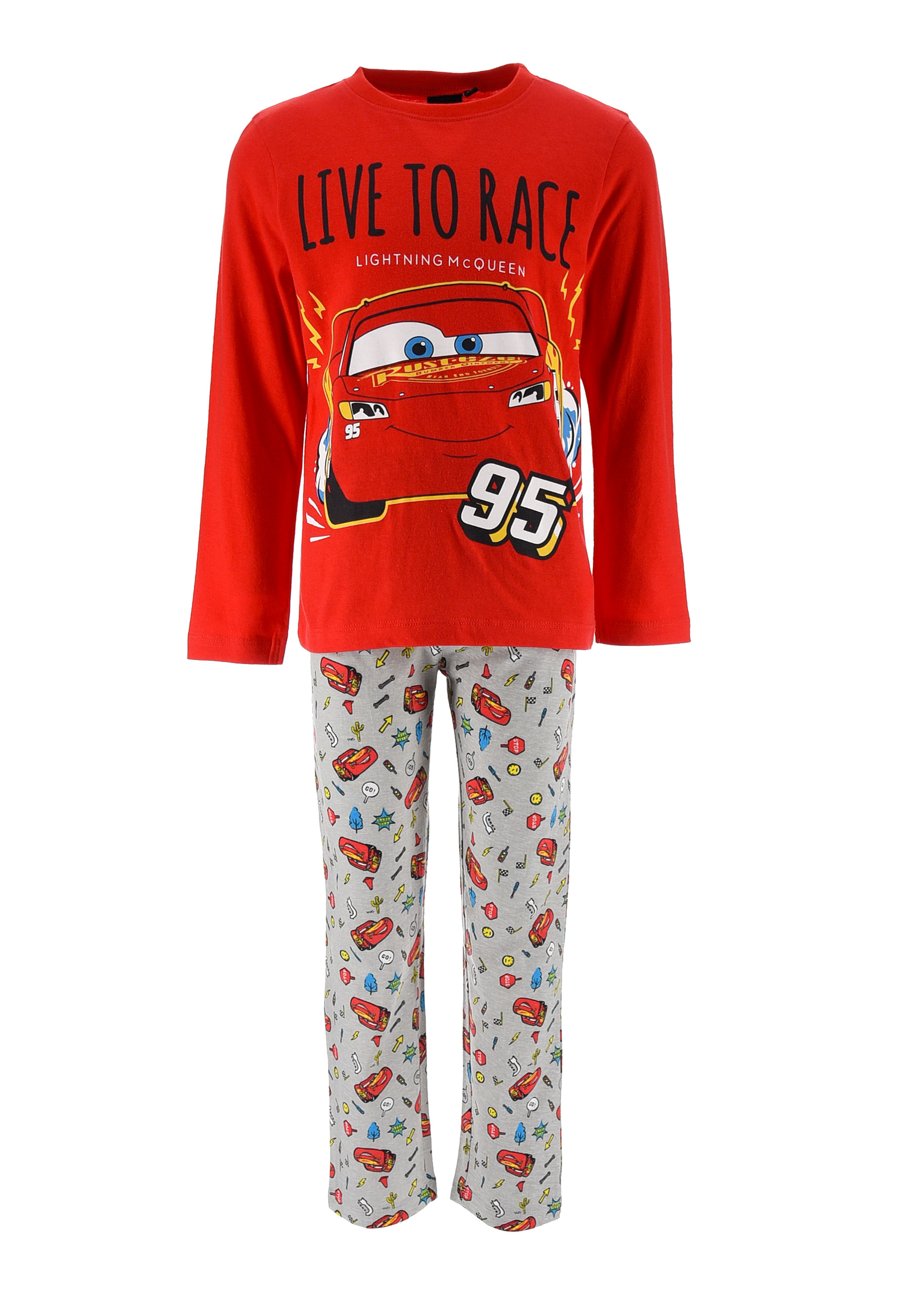 Cars Lightning McQueen Jungen Pyjama Kinder Schlafanzug Langarm-Shirt + Schlaf-Hose