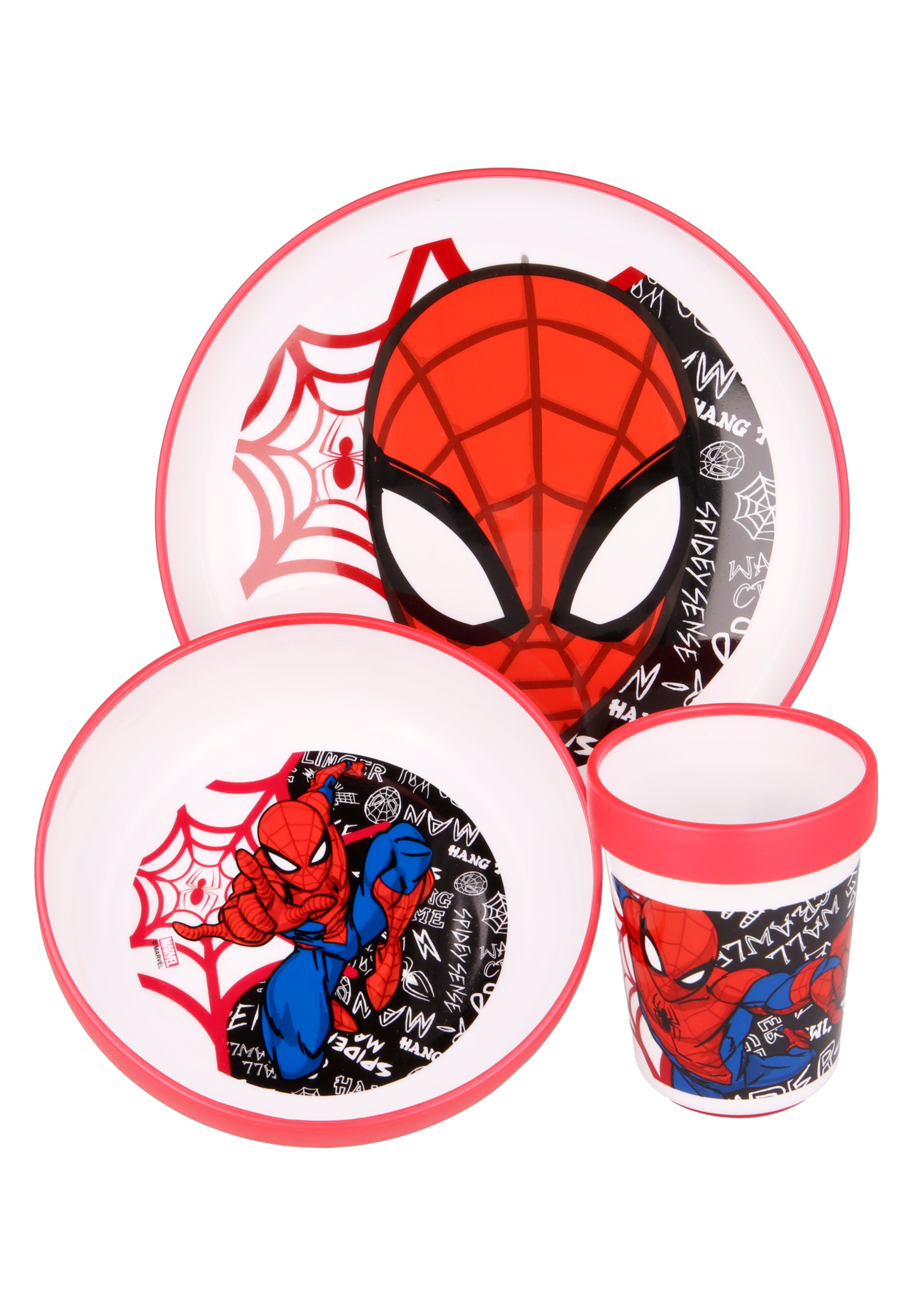 Spider-Man Kinder Geschirr-Set Teller Schale Becher 3 tlg. BPA-frei