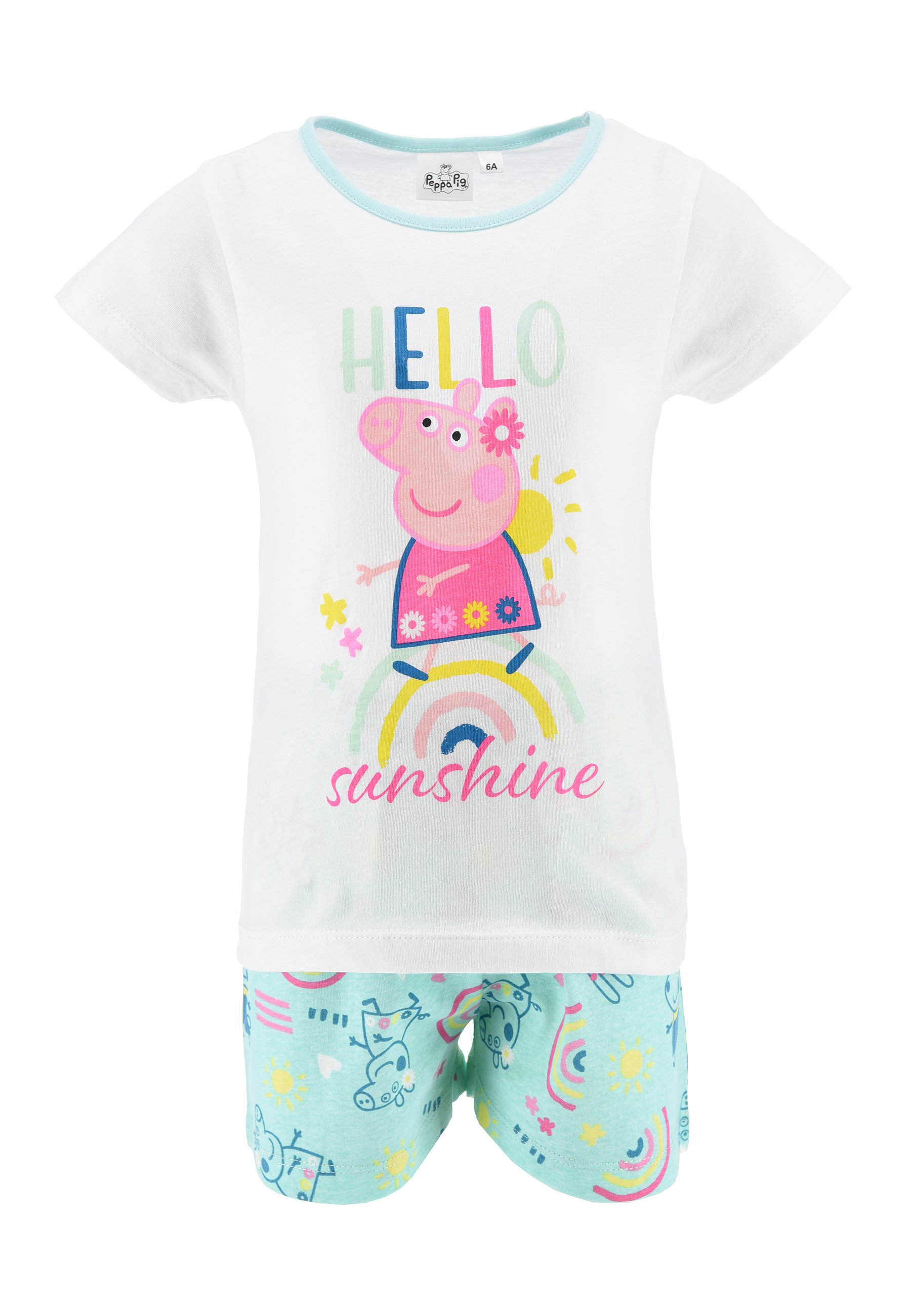 Peppa Wutz Pig Hello Sunshine Schlafanzug Pyjama Kurzarm 2 tlg. für Mädchen