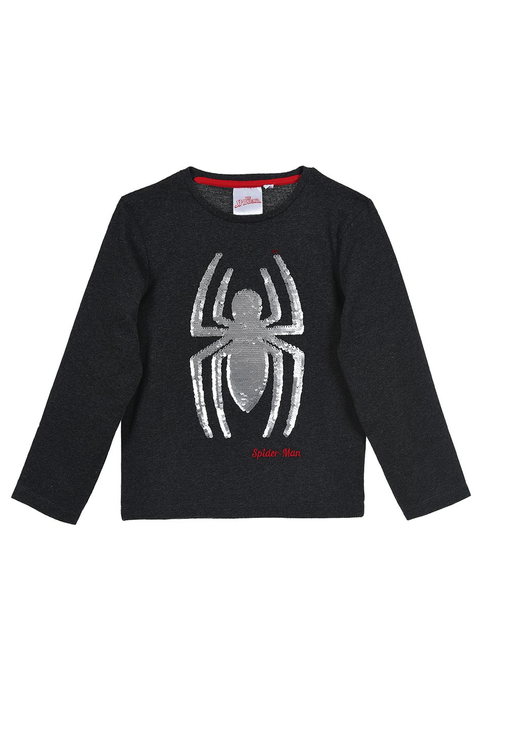 Spider-Man Kinder Jungen Langarm-shirt Longsleeve mit Wende-Pailletten Logo
