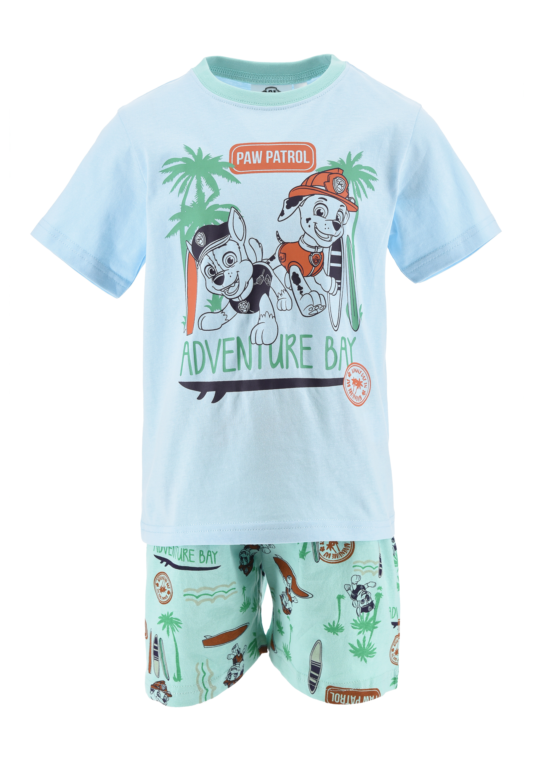 Paw Patrol Adventure Bay Chase Marshall Pyjama Schlafanzug Set Kurzarm