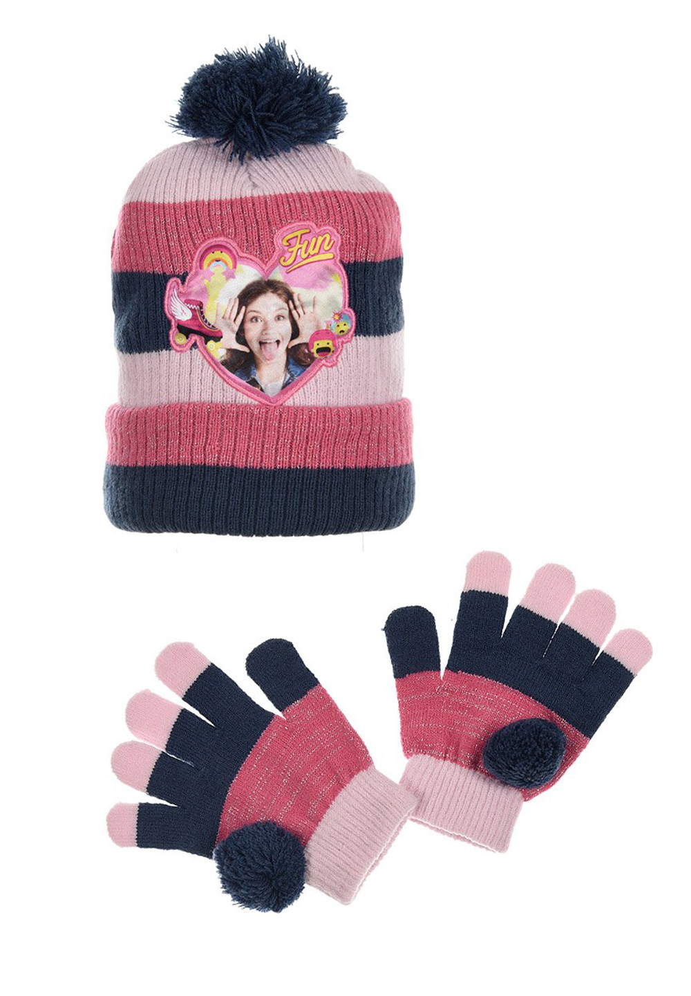 Disney SoyLuna Kinder Winter-Set 2-tlg. Winter-Mütze Bommel-Mütze & Handschuhe