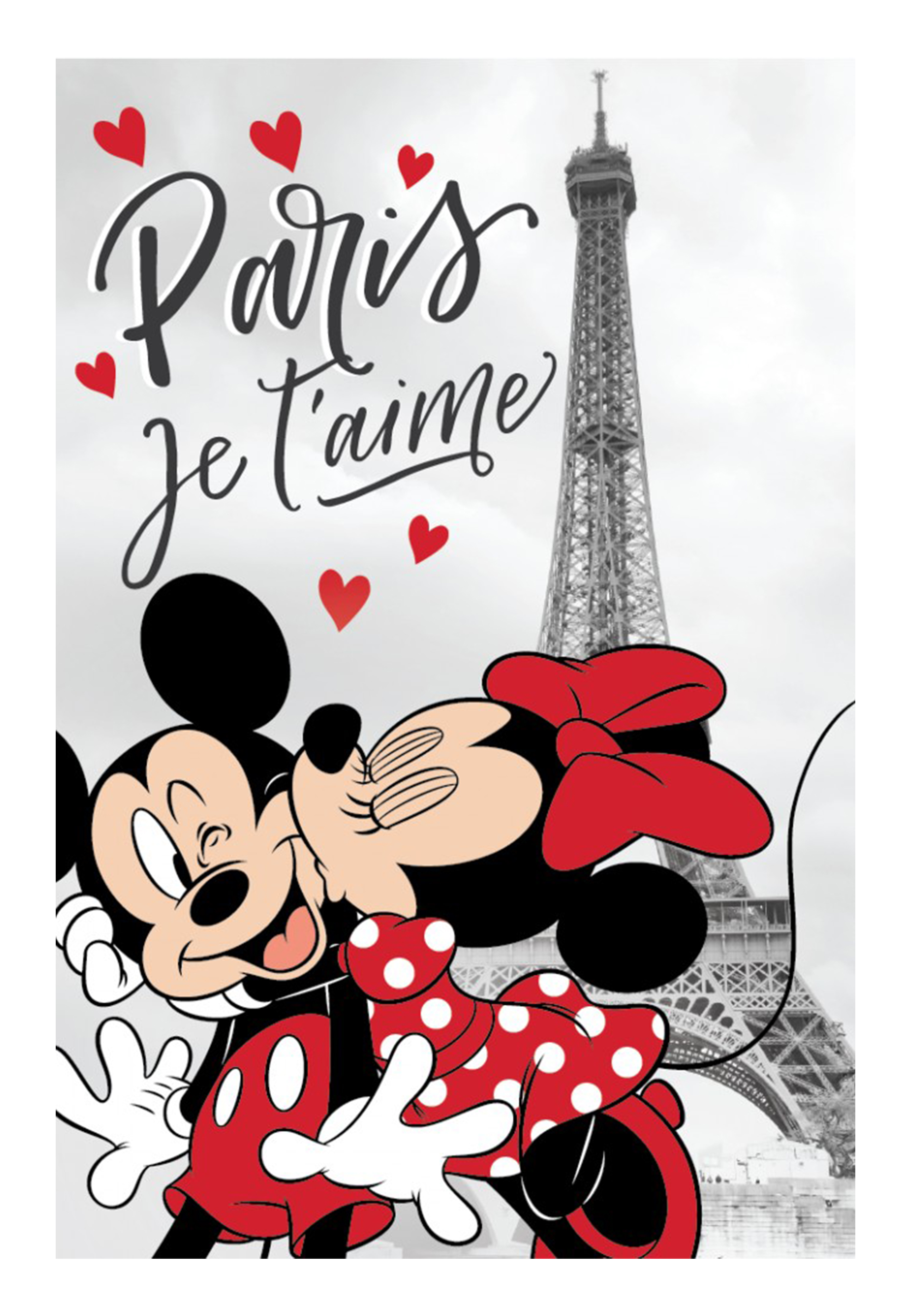 Minnie Mouse Mickey Paris je t'aime Fleece Kuschel Deko Decke 100 x 150 cm