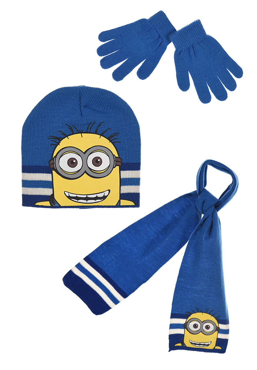 Minions Kinder Winter-Set 3-tlg. Mütze, Schal und Handschuhe Blau