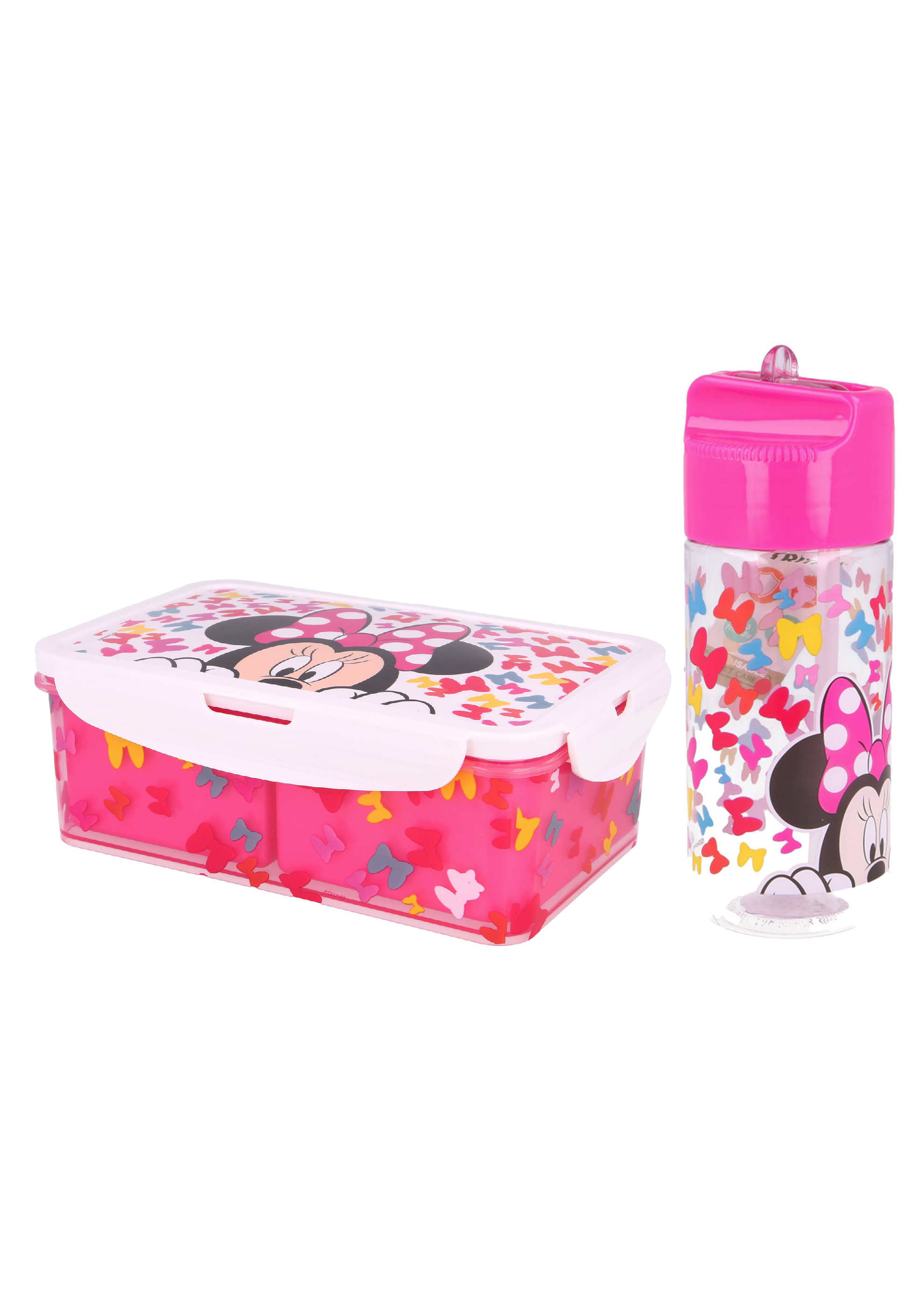 Minnie Mouse Lunch-Set Trinkflasche Sportflasche + Premium Brotdose Lunchbox BPA Frei