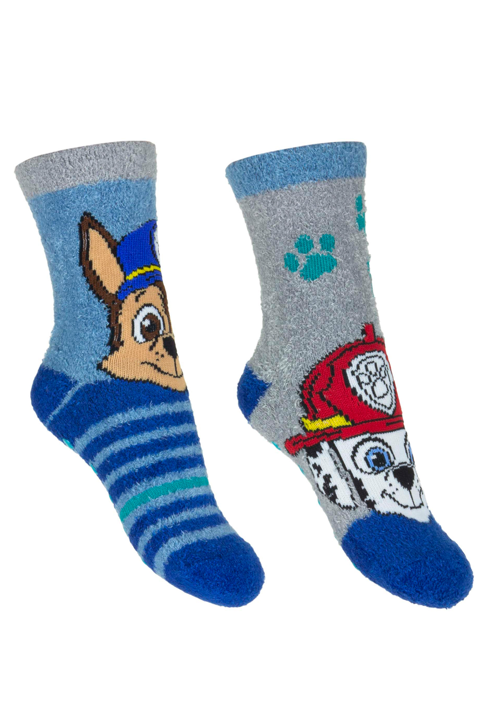 Paw Patrol Chase und Marshall Kinder Frottee Gumminoppen Stopper-Socken 4er Pack