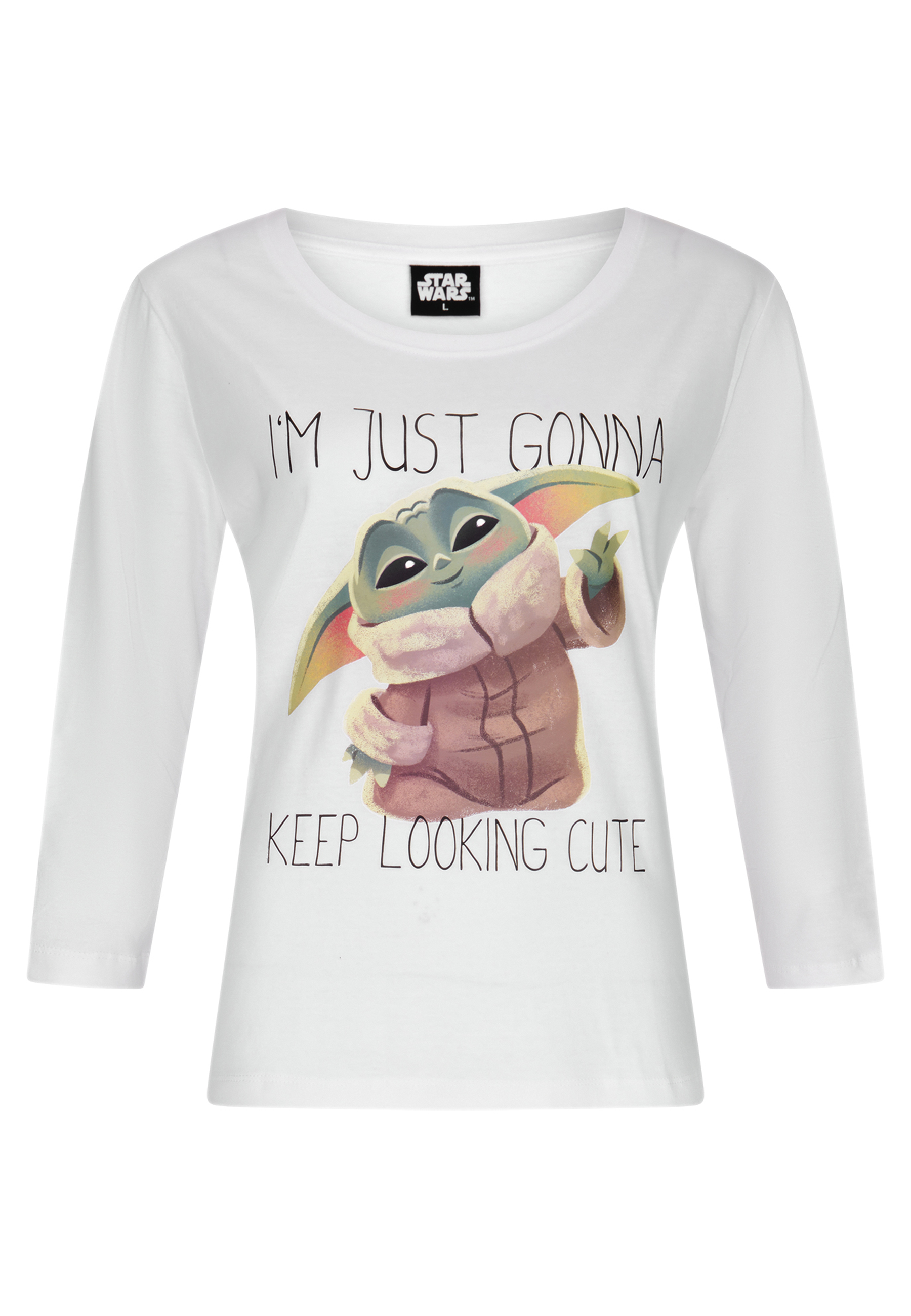 Star Wars Yoda The Child Damen Langarm-Shirt Erwachsene Longsleeve Weiß