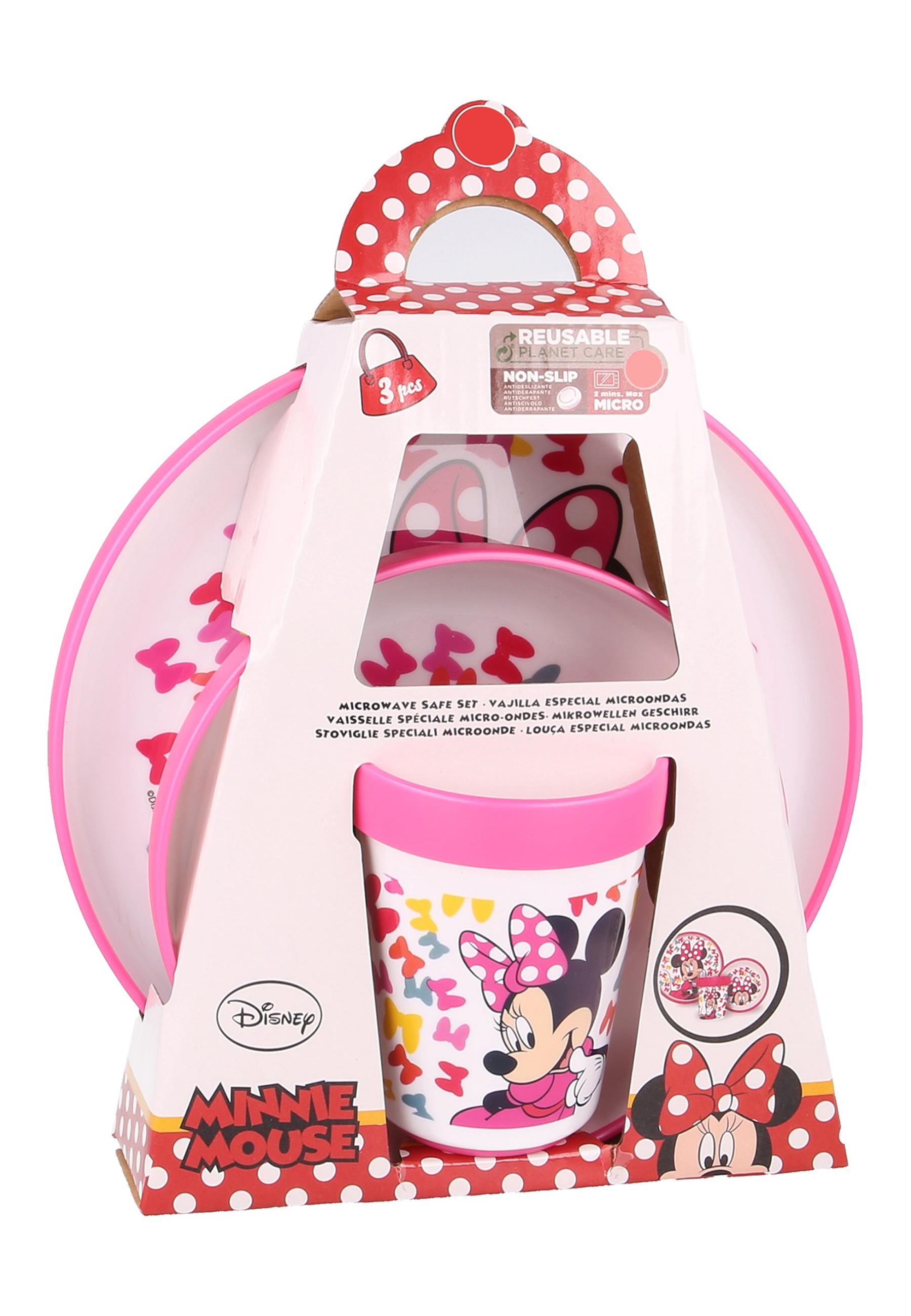 Minnie Mouse Kinder Geschirr-Set Teller Schale Becher 3 tlg. BPA-frei