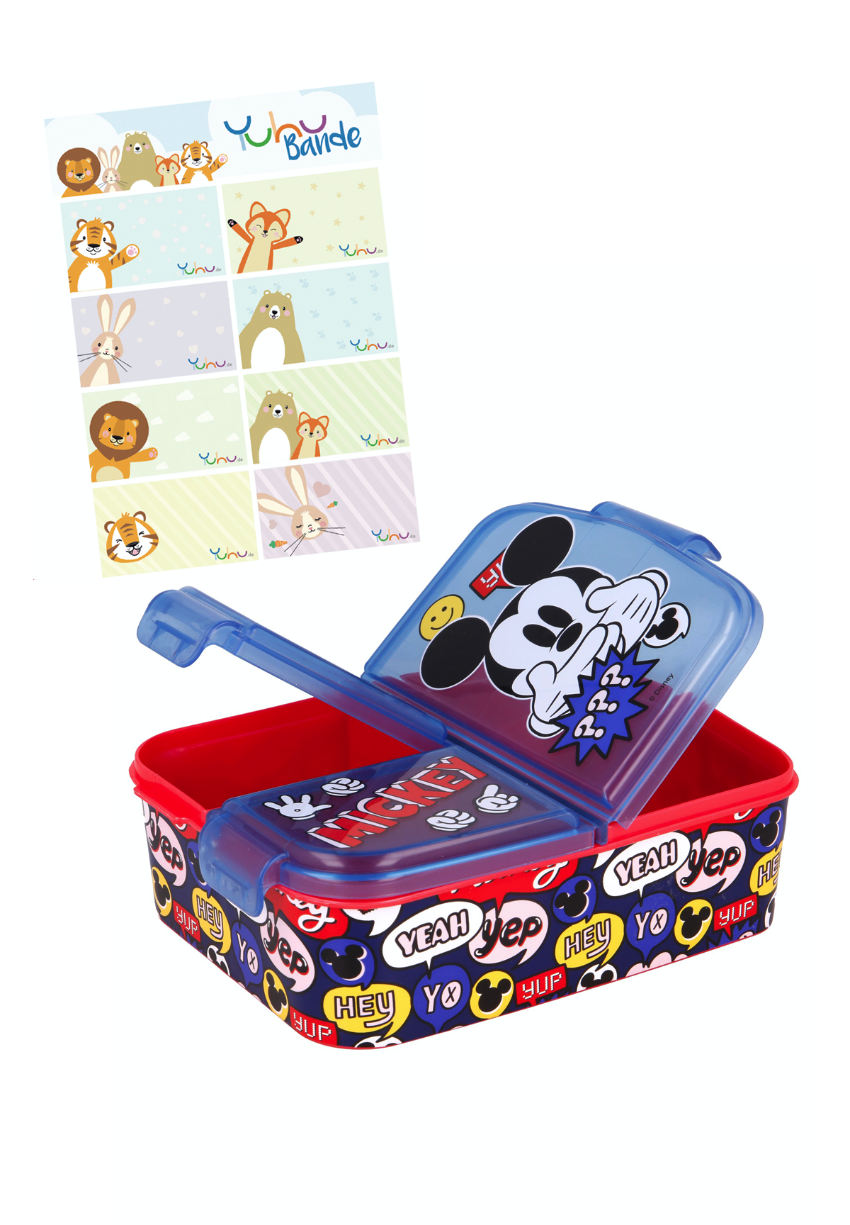 Mickey Mouse Kinder Premium Brotdose Lunchbox Frühstücks-Box Vesper-Dose mit 3 Fächern