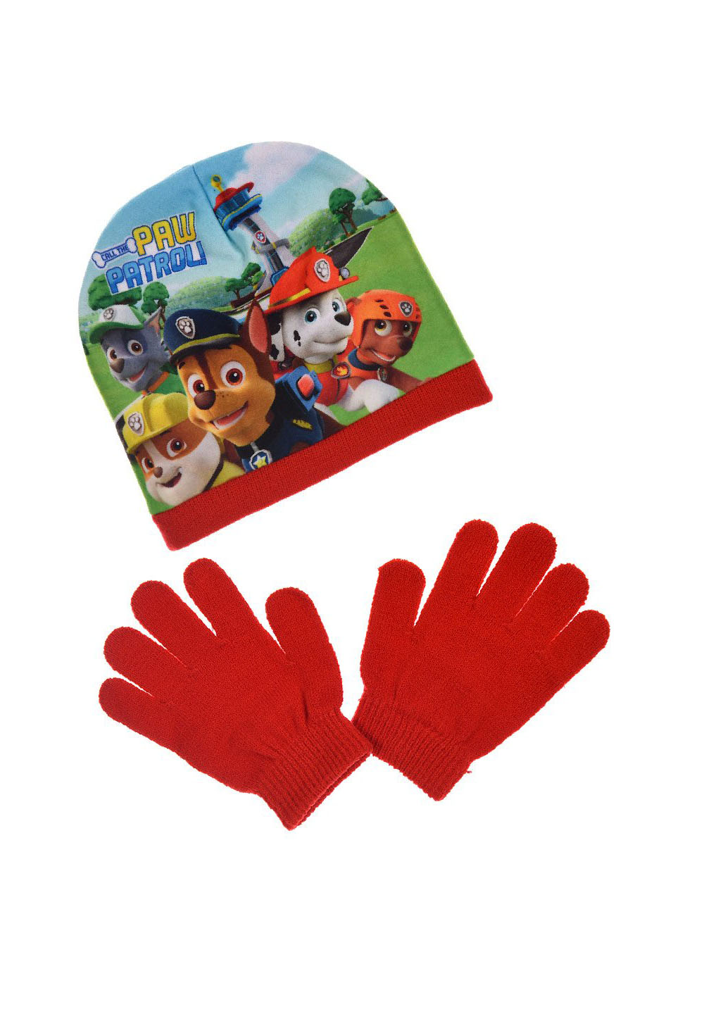 Paw Patrol Jungen Kinder-Winter Set 2-tlg. Mütze & Handschuhe Rot
