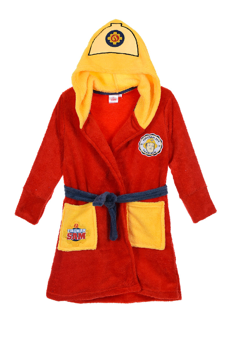 Feuerwehrmann Sam Kinder-Bademantel Morgenmantel mit Kapuze