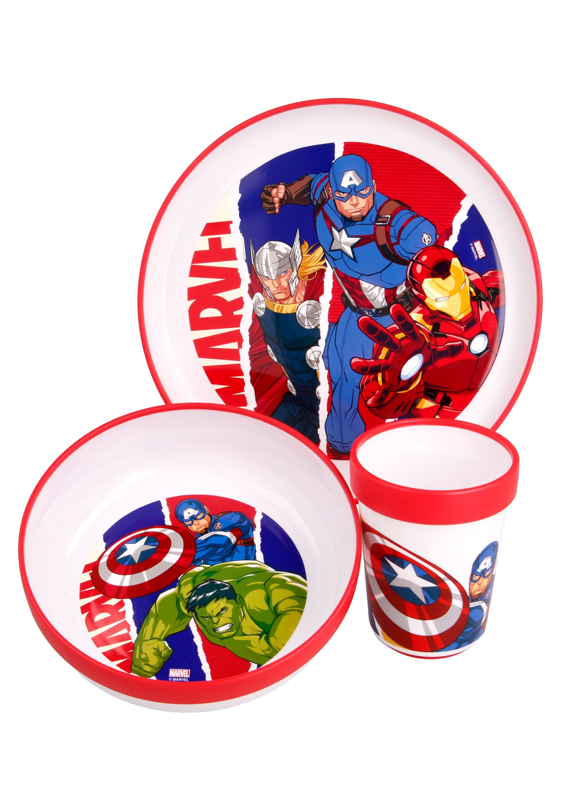 Avengers Kinder Geschirr-Set Teller Schale Becher 3 tlg. BPA-frei