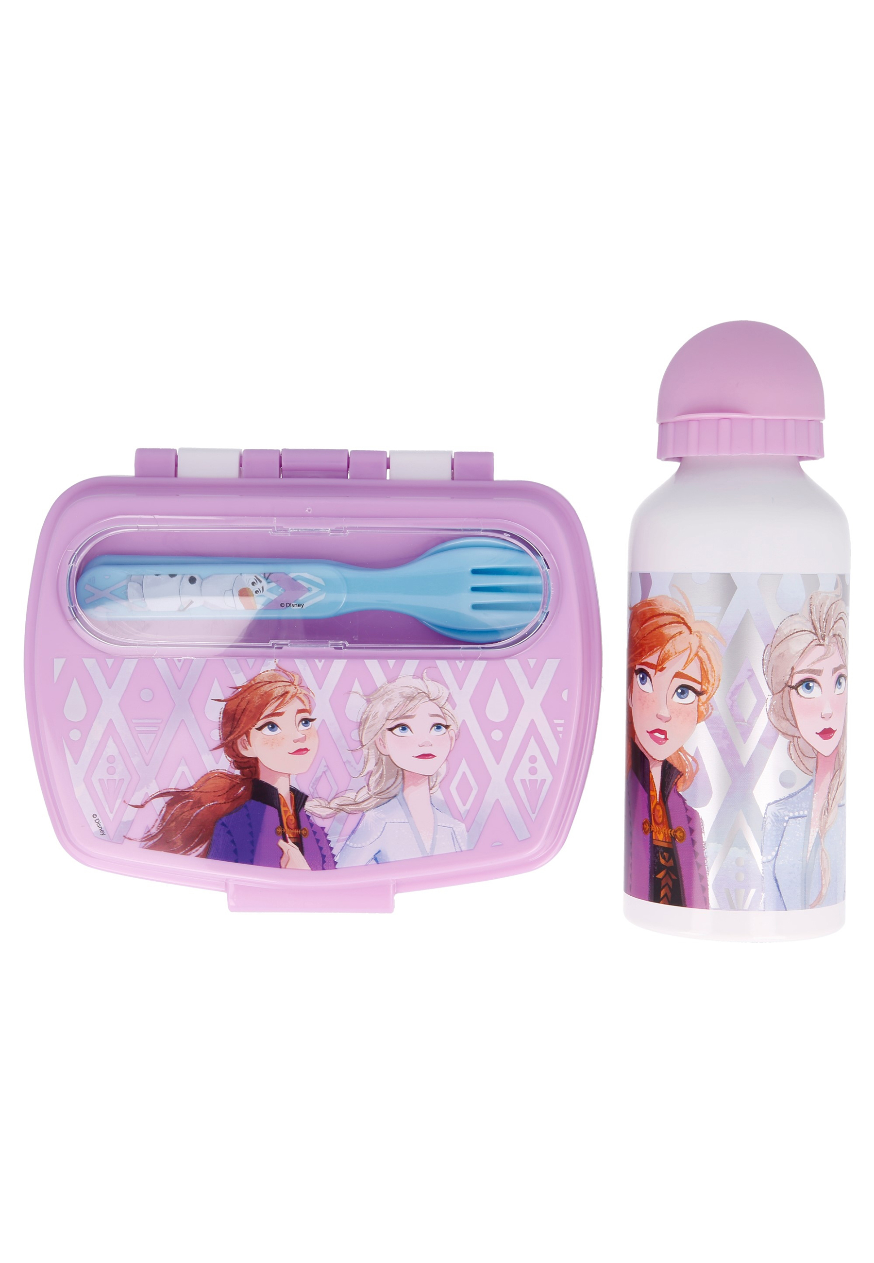 Frozen II - Die Eiskönigin Lunch-Set in Geschenkkarton Brotdose, Trinkflasche, Gabel und Löffel