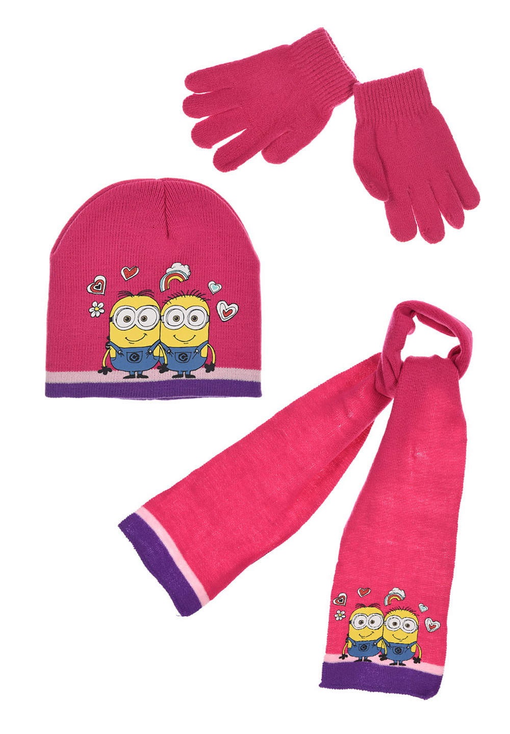 Minions Mädchen Winter-Set 3-tlg Mütze, Schal & Handschuhe