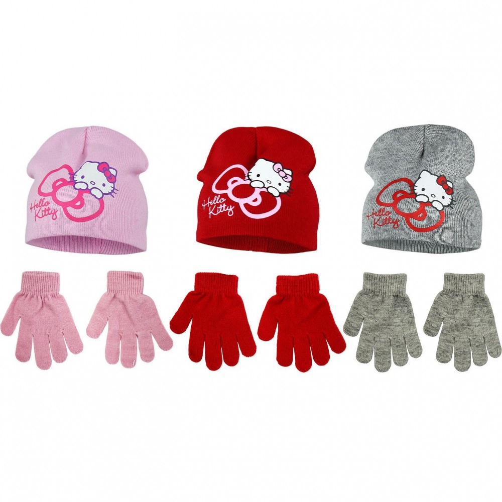 Hello Kitty Winter-Set Winter-Mütze & Handschuhe