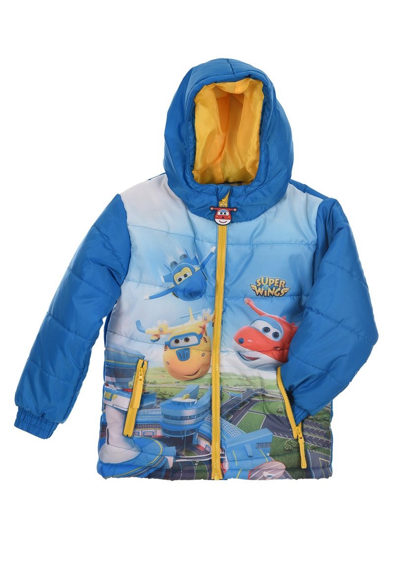 Super Wings Blaue Winterjacke Steppjacke mit Gelben Reißverschluss