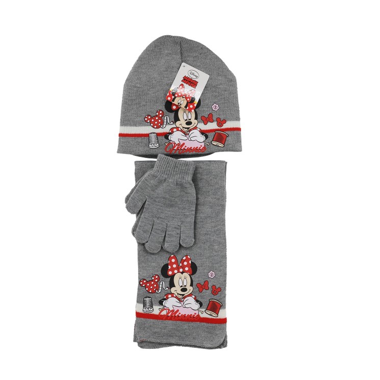 Disney Minnie Mouse Winter Set 3-tlg. Mütze, Schal & Handschuhe Grau