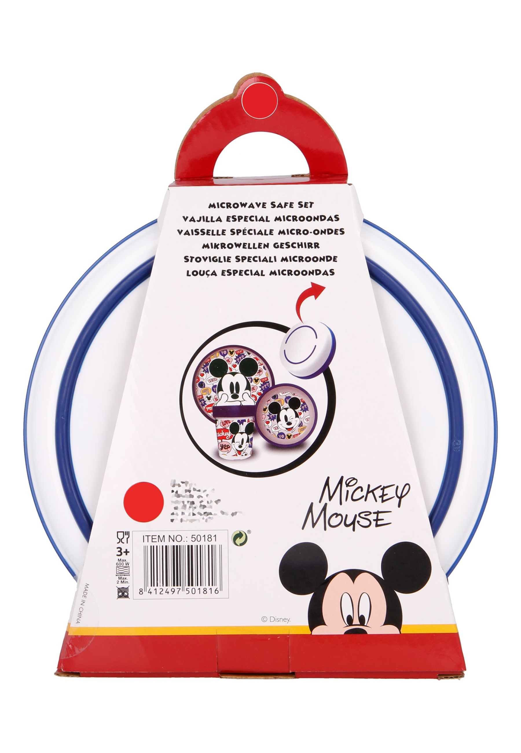Mickey Mouse Kinder Geschirr-Set Teller Schale Becher 3 tlg. BPA-frei