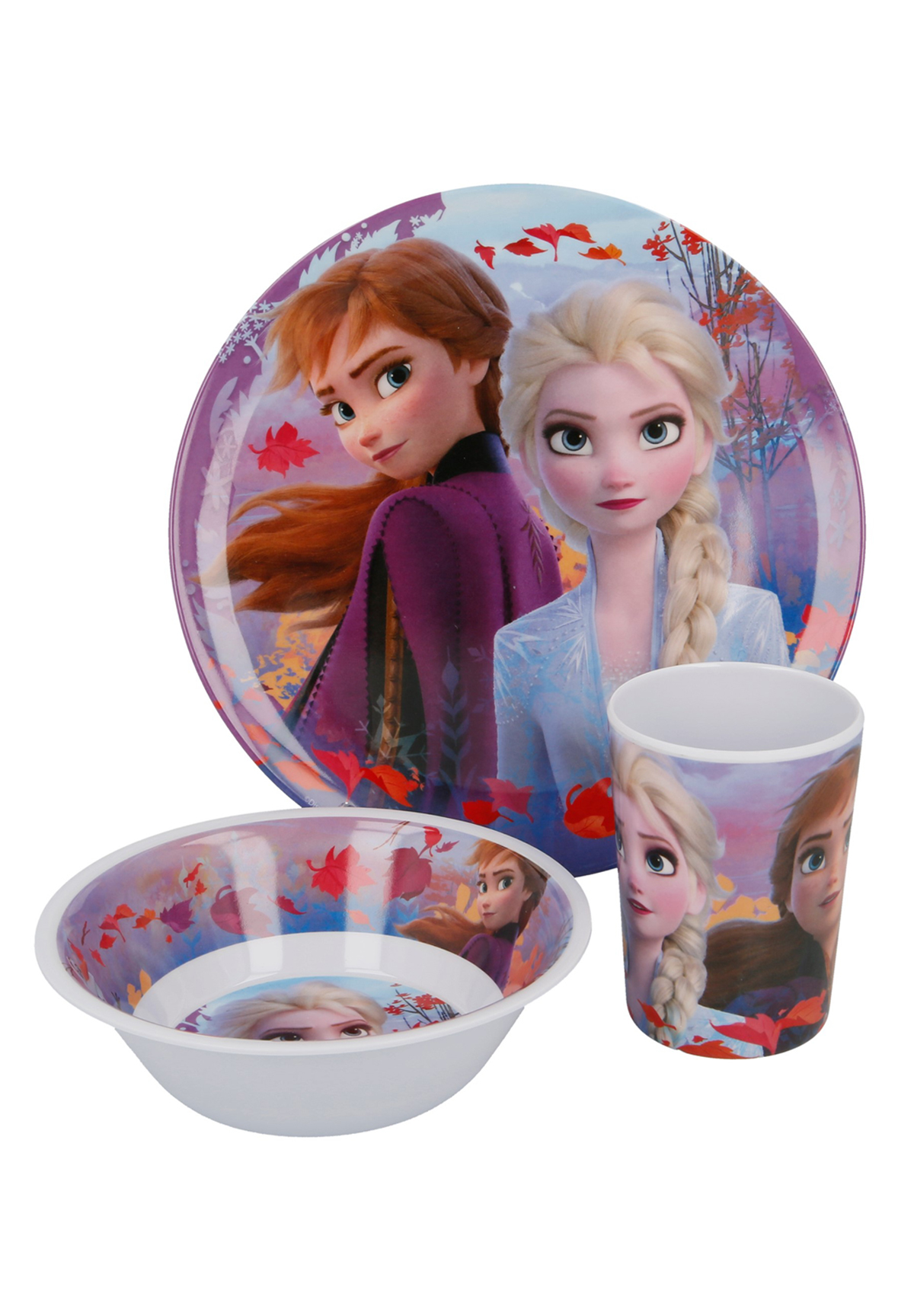 Frozen - Die Eiskönigin Anna & Elsa Kinder Geschirr-Set 3-tlg. Teller, Schale und Becher BPA Frei