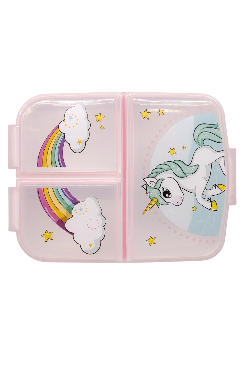 Einhorn Unicorn Kinder Premium Brotdose Lunchbox Frühstücks-Box Vesper-Dose mit 3 Fächern