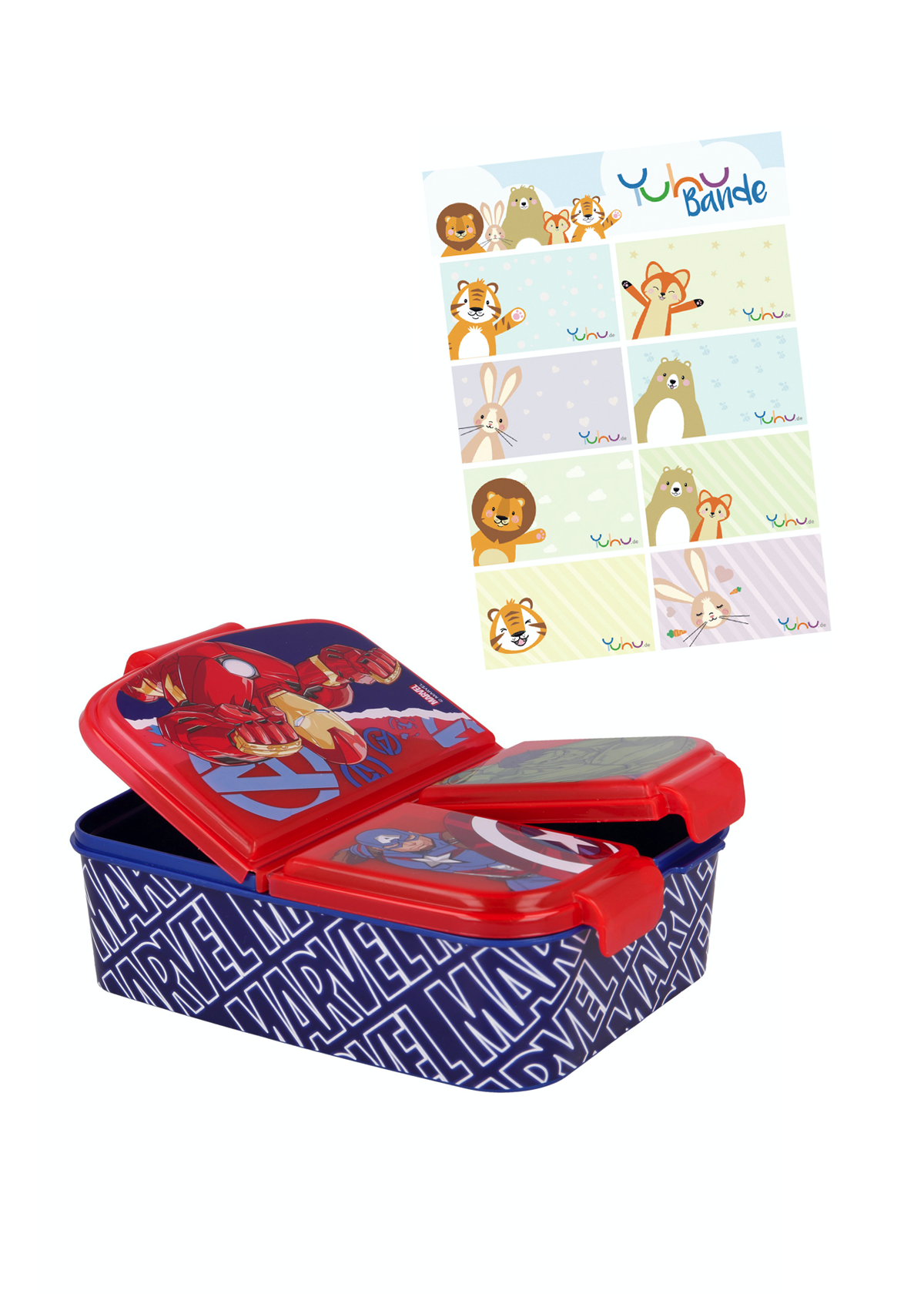 Avengers Comic Kinder Premium Brotdose Lunchbox Frühstücks-Box Vesper-Dose mit 3 Fächern