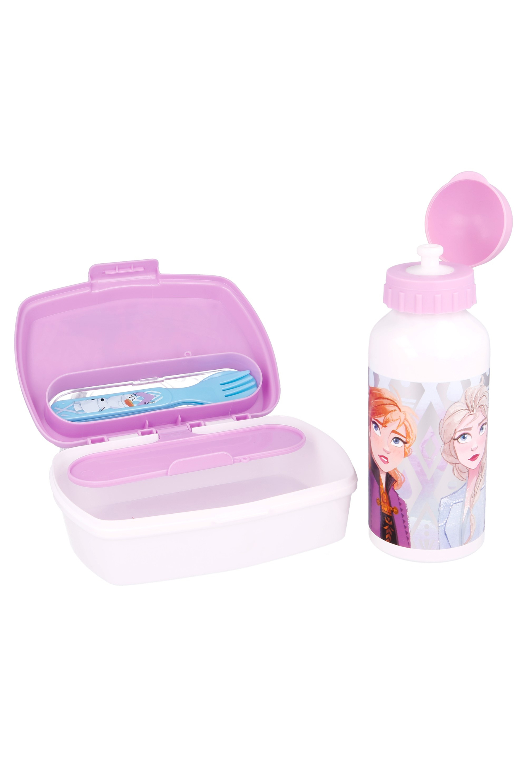 Frozen II - Die Eiskönigin Lunch-Set in Geschenkkarton Brotdose, Trinkflasche, Gabel und Löffel