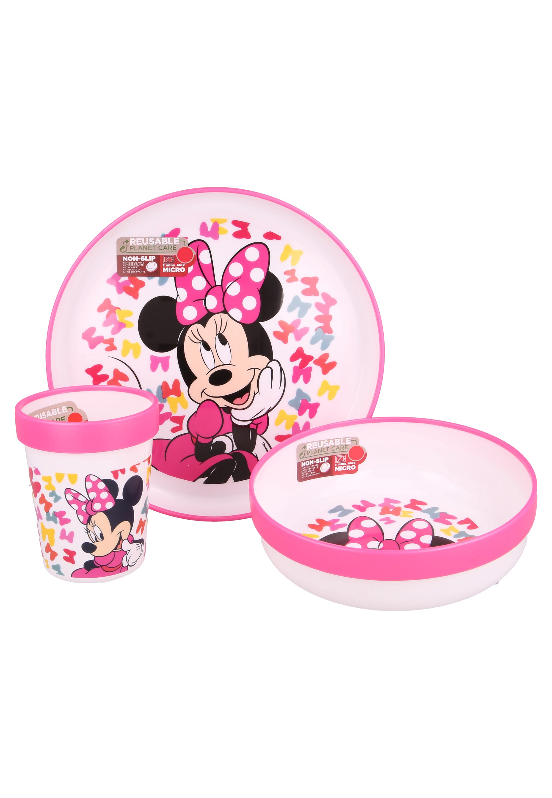 Minnie Mouse Kinder Geschirr-Set Teller Schale Becher 3 tlg. BPA-frei