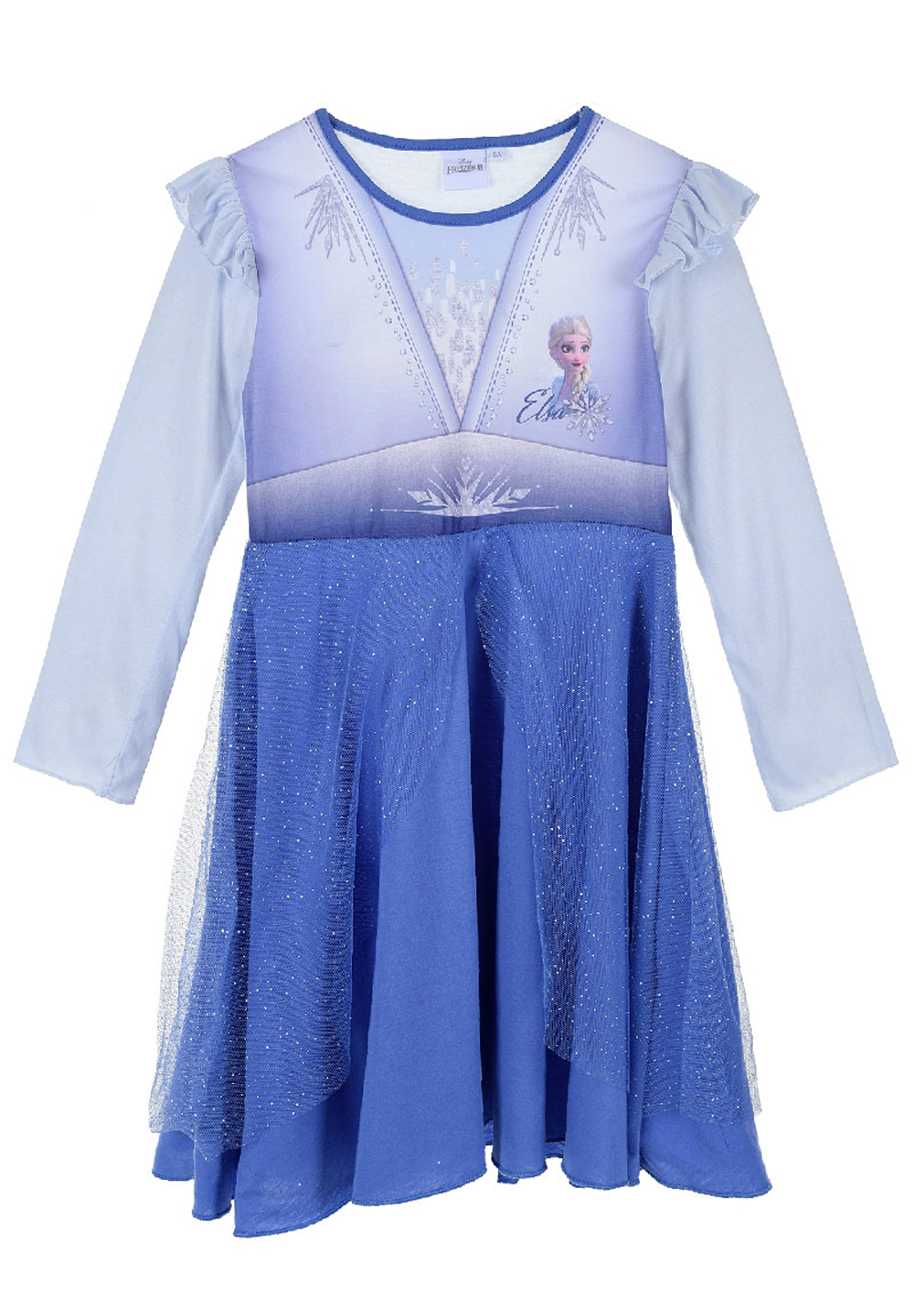 Frozen - Die Eiskönigin Elsa Tüll Kleid Abend-Kleid Langarm Blau