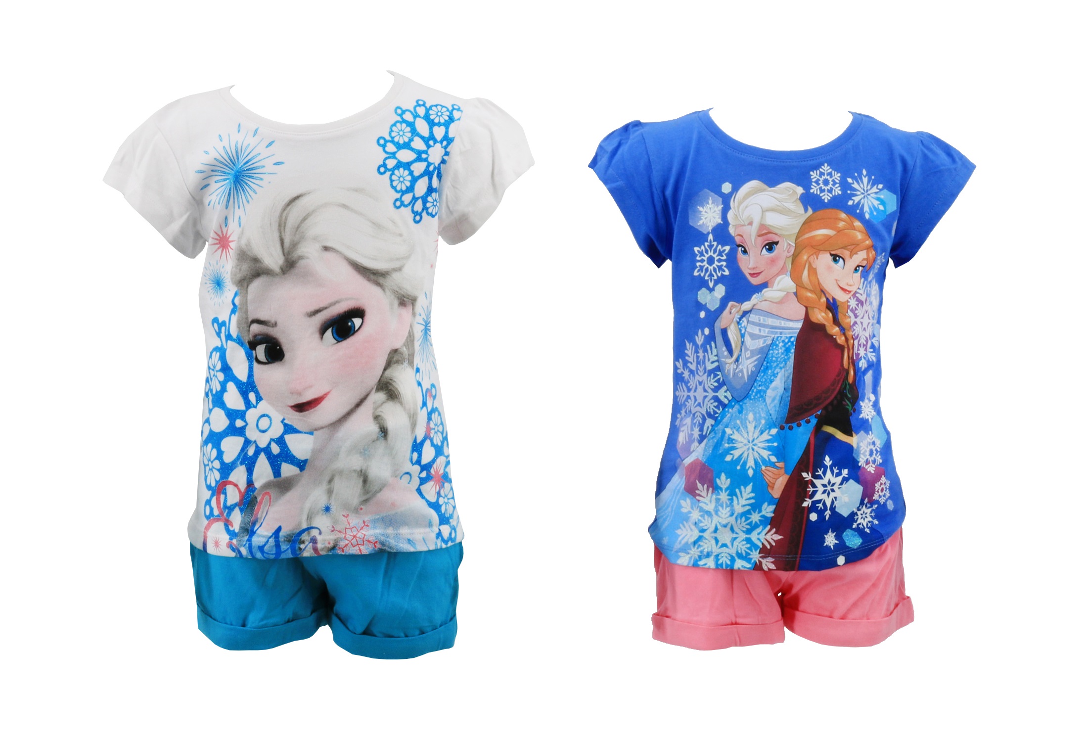 Disney Frozen - Die Eiskönigin Schlafanzug Pyjama Kurz für Kinder Elsa und Anna