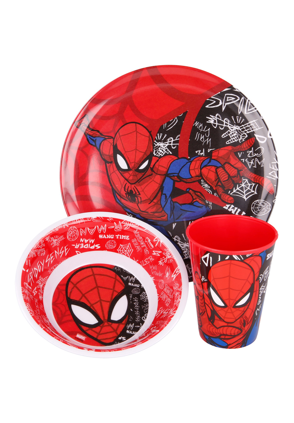 Marvel Spider-Man Urban Web Kinder-Geschirr Frühstücks-Set 3-tlg. Geschenk-Set BPA Frei